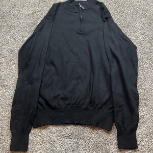 Peter Millar Quarter Zip Sweater Mens L Black Cotton Cashmere Golf Casual